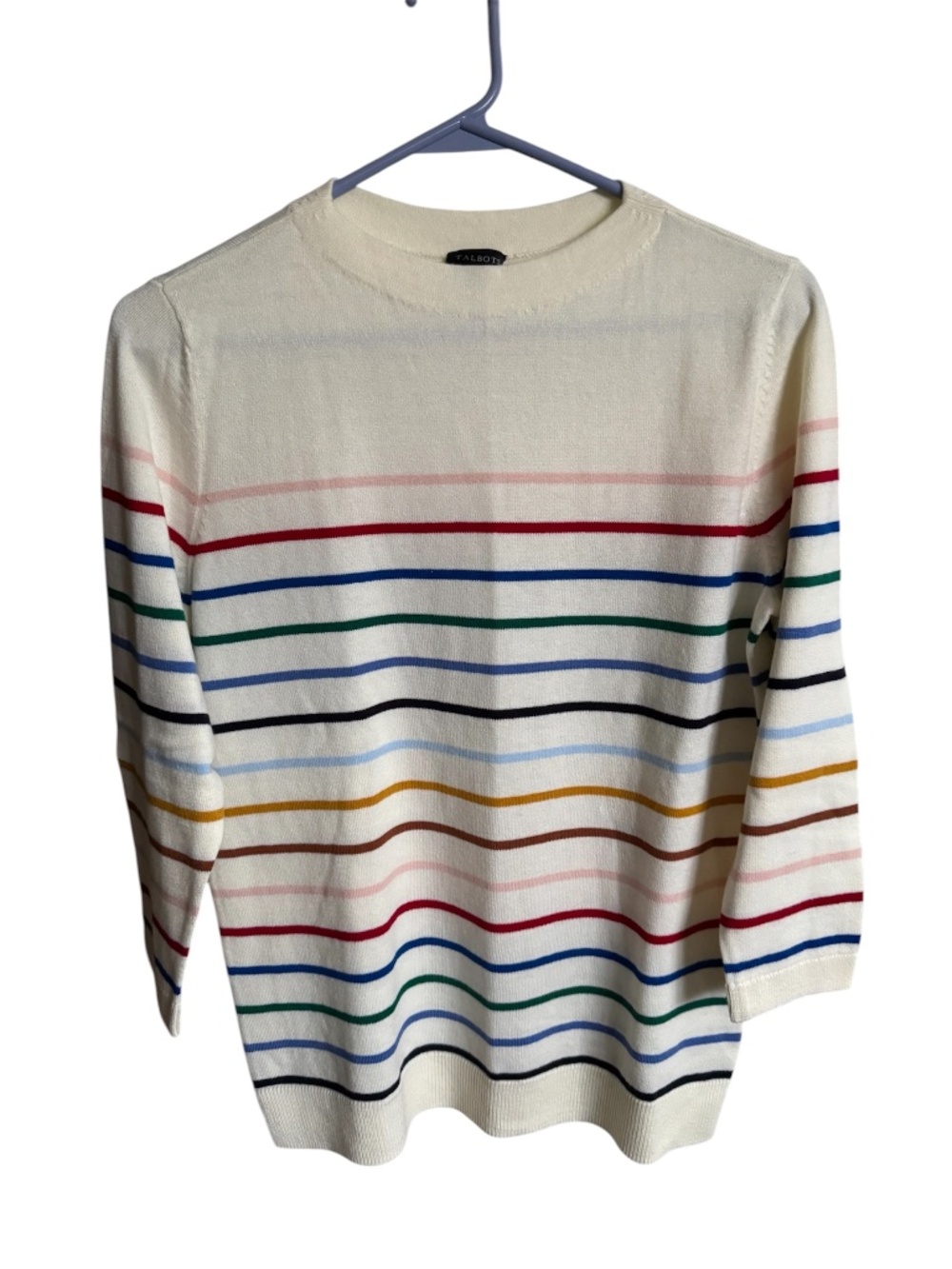 Cream sweater with multi stripes size medium